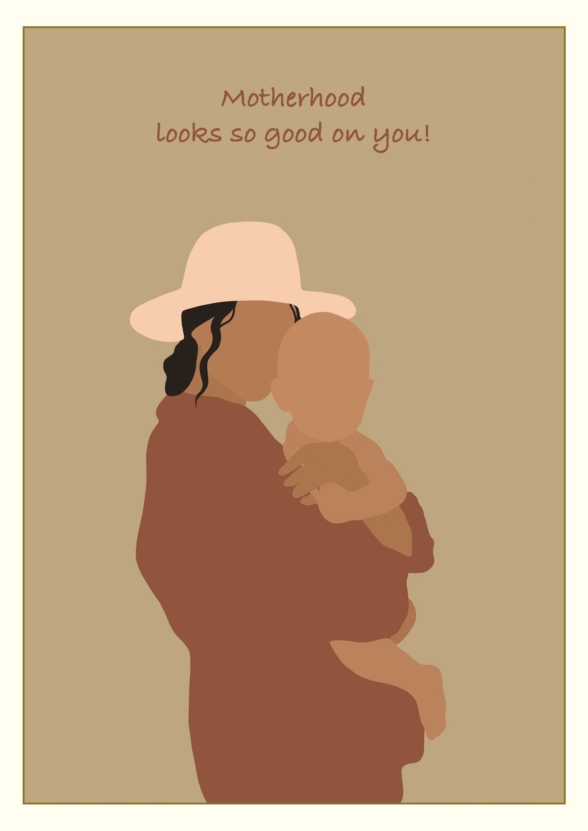 Mother's Day Greeting Card Mom With Hat Holding Baby