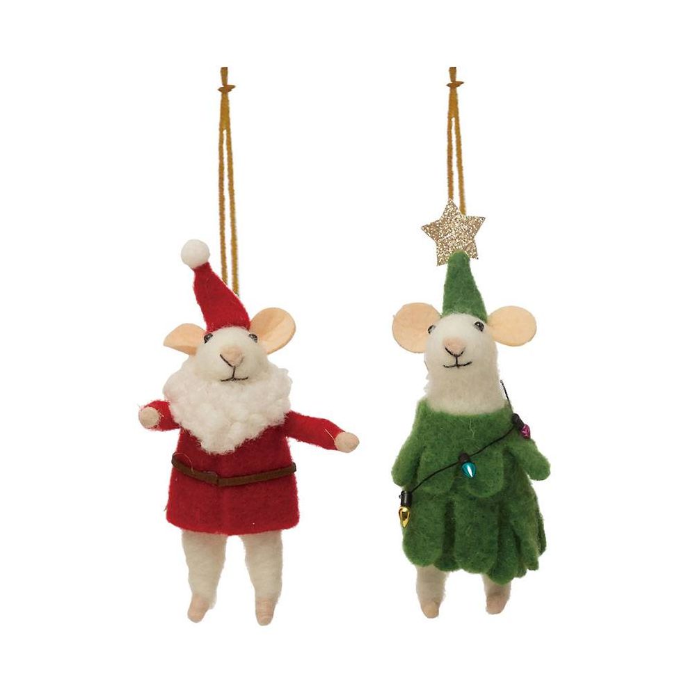 Wool Felt Holiday Outfit Mouse Ornament