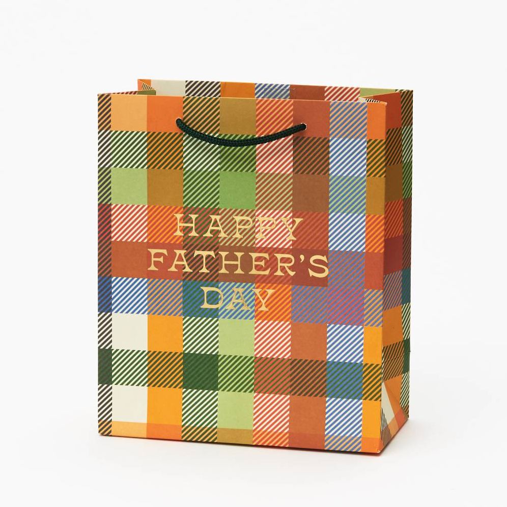 Happy Fathers Day Plaid Medium Gift Bag