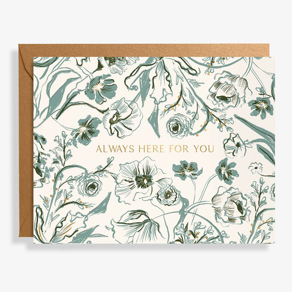 Always Here for You Romantic Greenery Sympathy Card