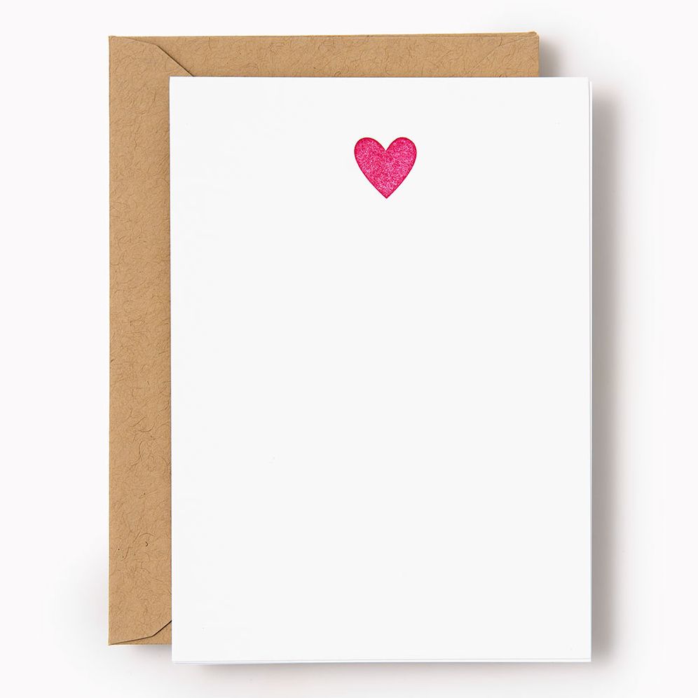 Valentines Classic Heart Letterpress Stationery Set