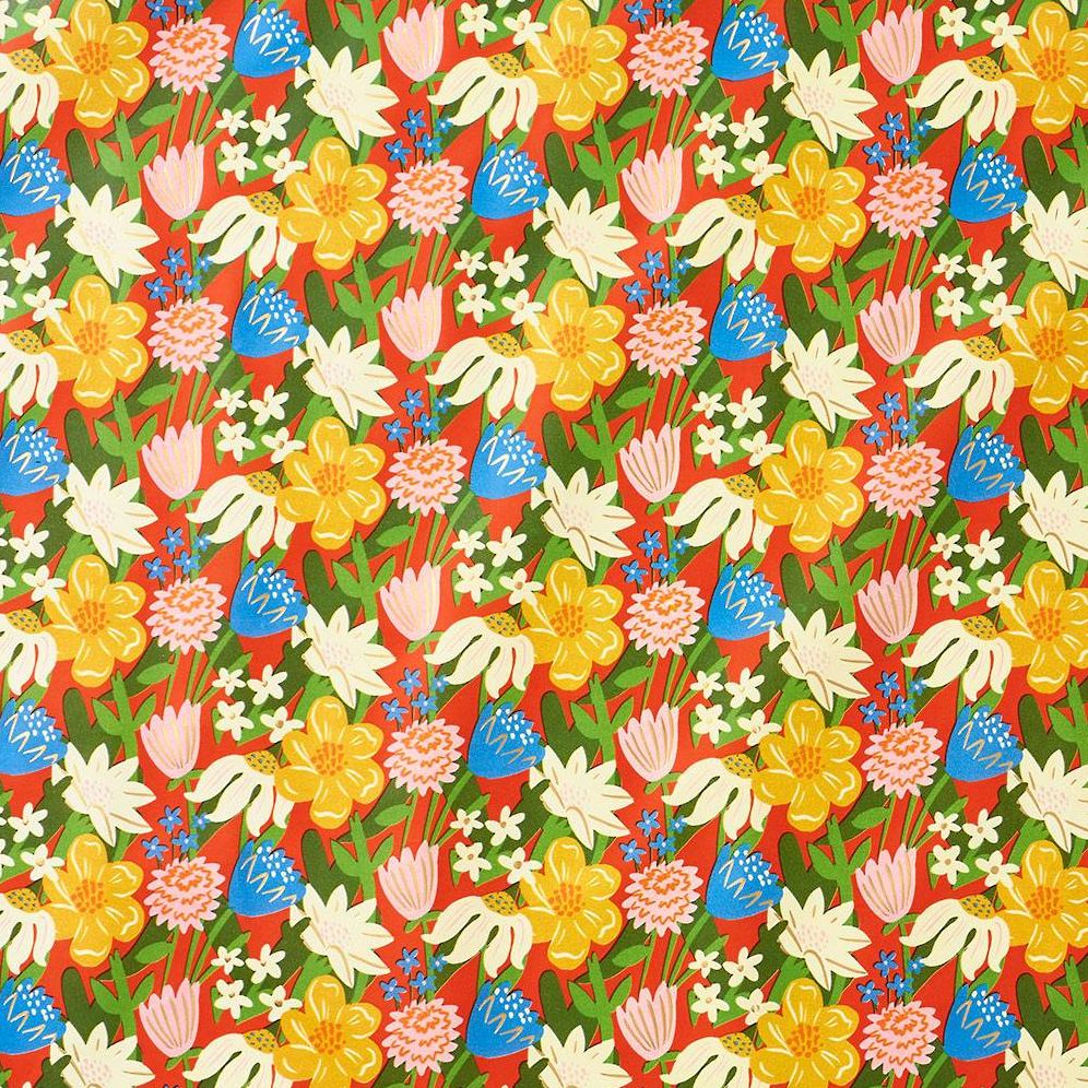 Retro Flower Market Stone Wrapping Paper