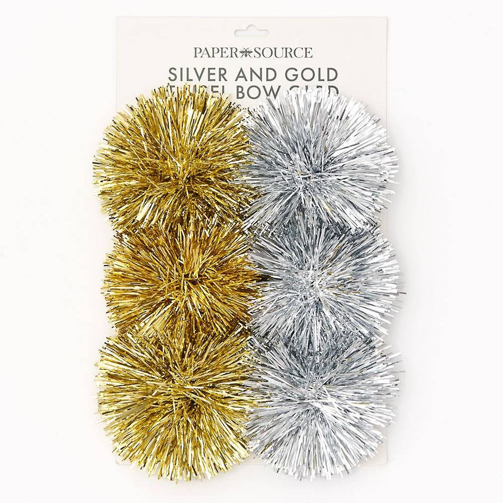 Silver & Gold Tinsel Bows