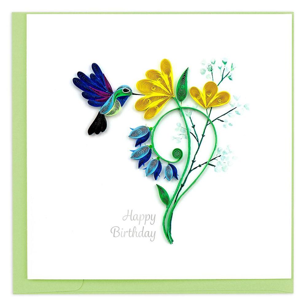 Quilling Birthday Hummingbird Card