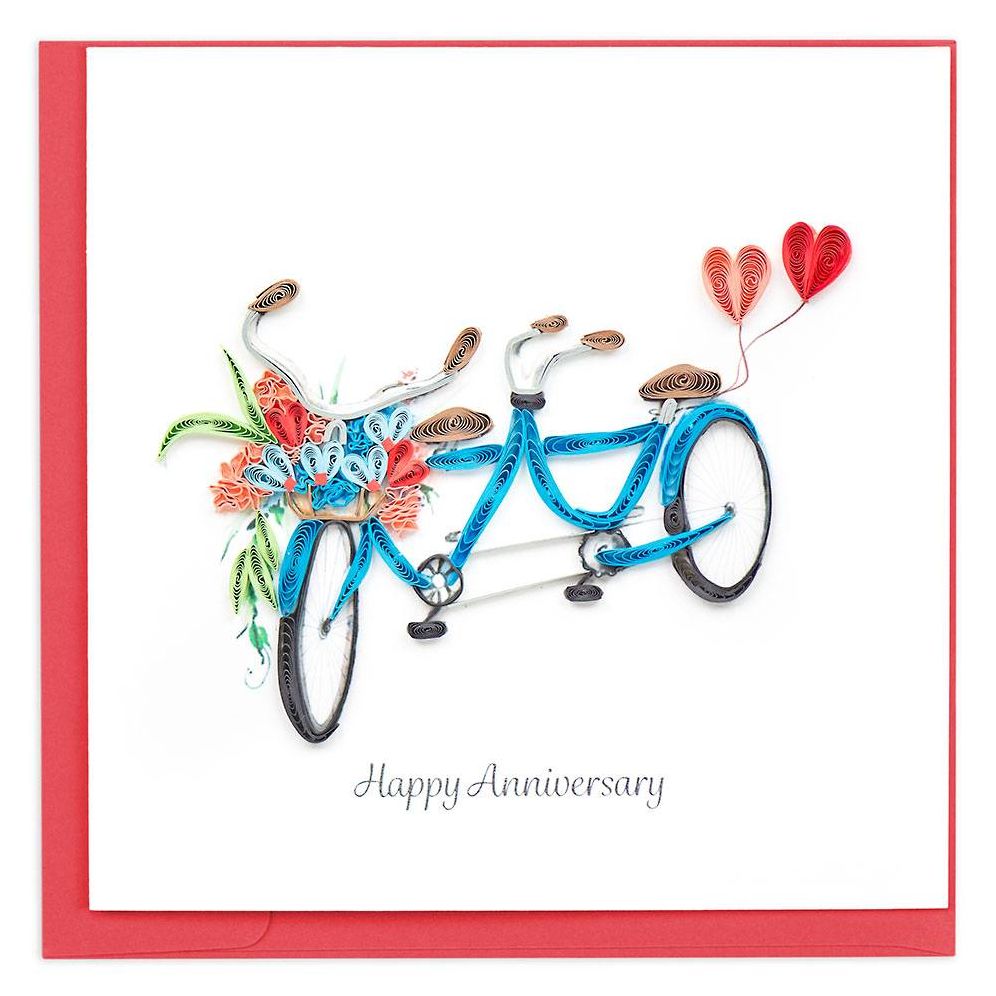 Quilling Tandem Bicycle Anniversary Card