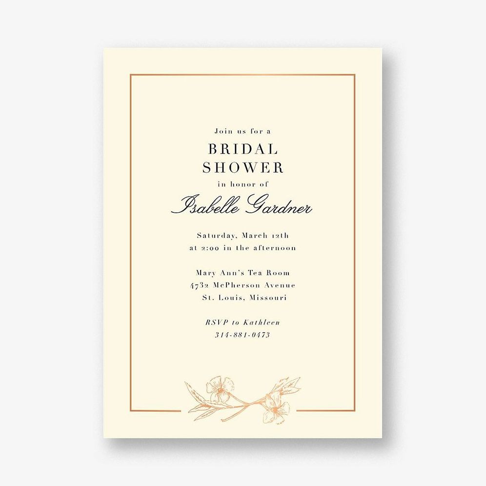Cypress Flower Frame Foil Bridal Shower Invitation