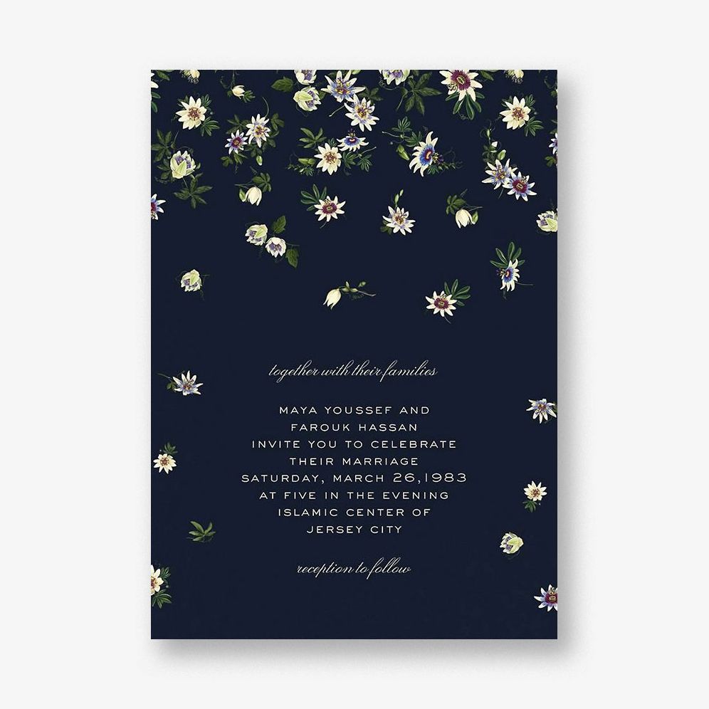 Passiflora Caerulea Blue Wedding Invitation