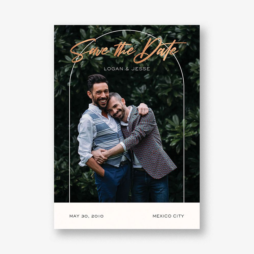 Slender Arch Foil Save the Date Card