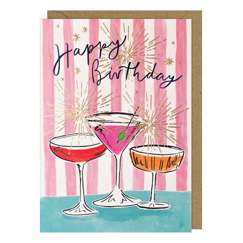 Sparkler Cocktails Birthday Card