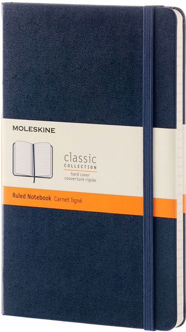Moleskine Classic Notebook, Large, Ruled, Sapphire Blue, Hard Cover (5 x 8.25)