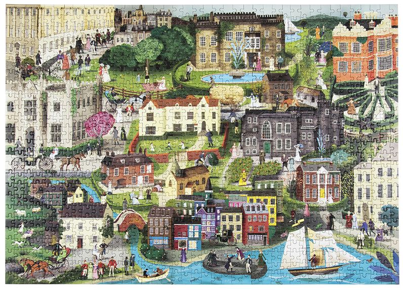 The World of Jane Austen 1000 Piece Puzzle: A Jigsaw Puzzle with 60 Characters and Great Houses to Find