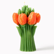 Tulip Candle Bouquet - Orange