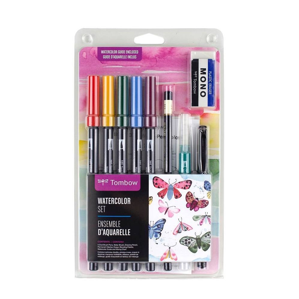 Tombow Watercolor Set Complete Kit with Dual Brush Pens, Water Brush, and Accessories