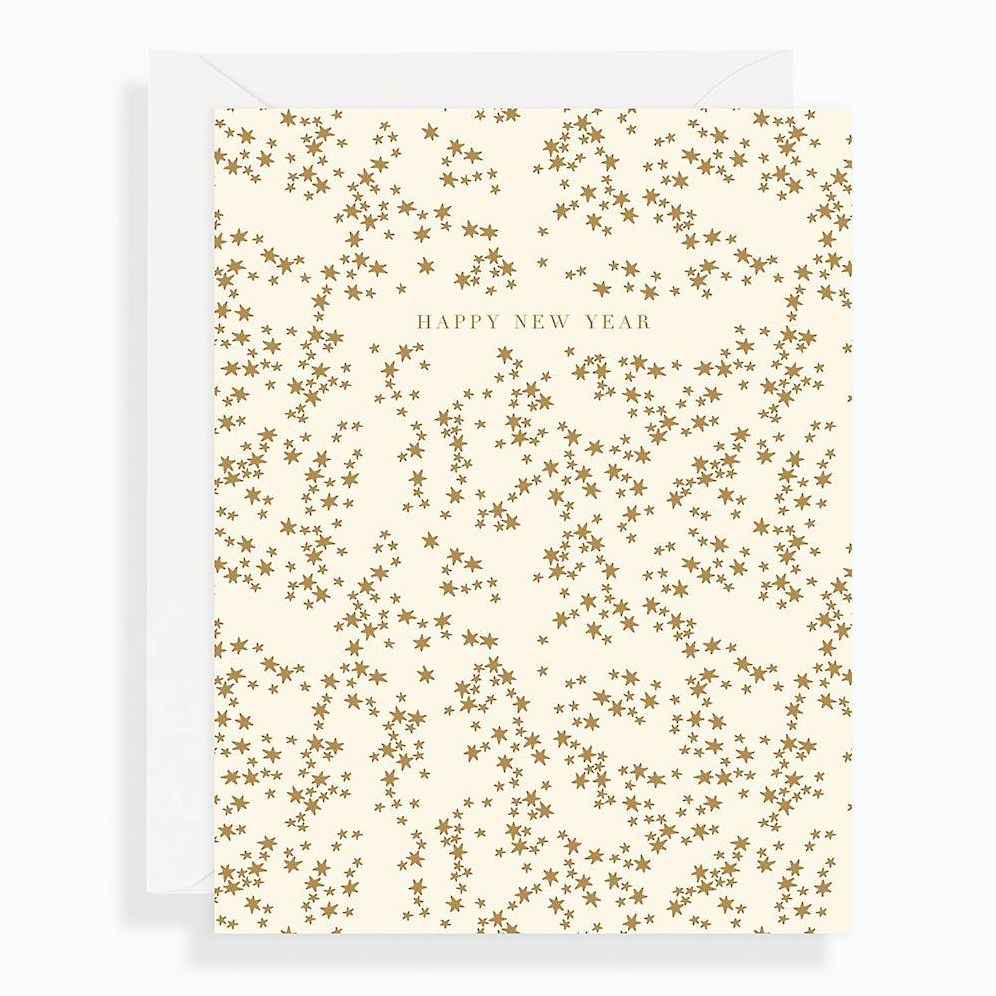 Gold Foil Stars New Year's Card