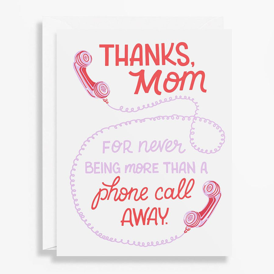 Phone Call Away Mother's Day Letterpress Card