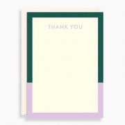 Colorblocked Green and Lavender Thank You Stationery Set
