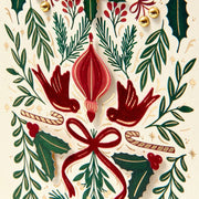 Christmas Elegant Greenery Birds Stationery Set