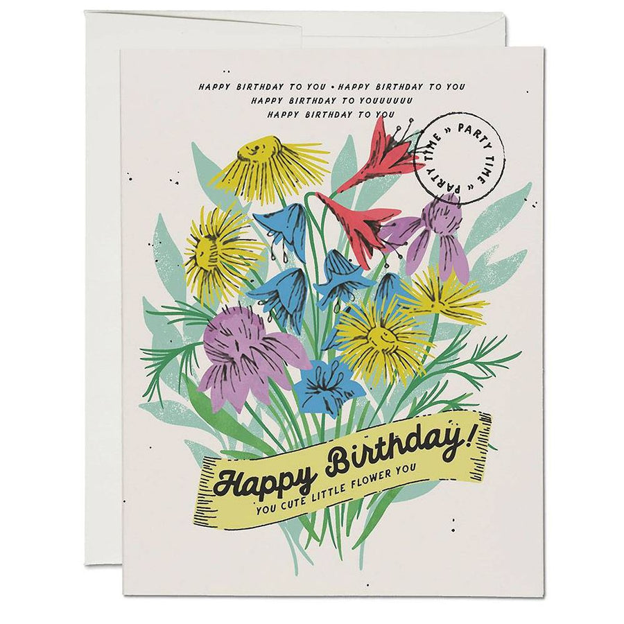 Vintage Wildflowers Birthday Card