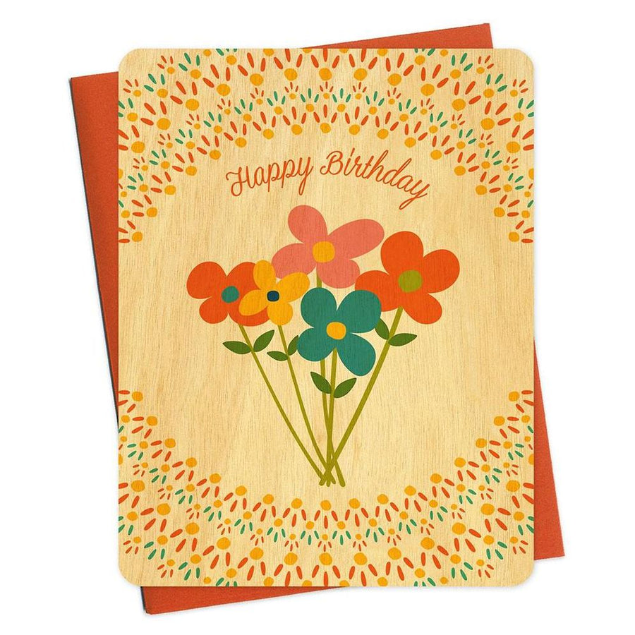Wildflowers Wood Birthday Card