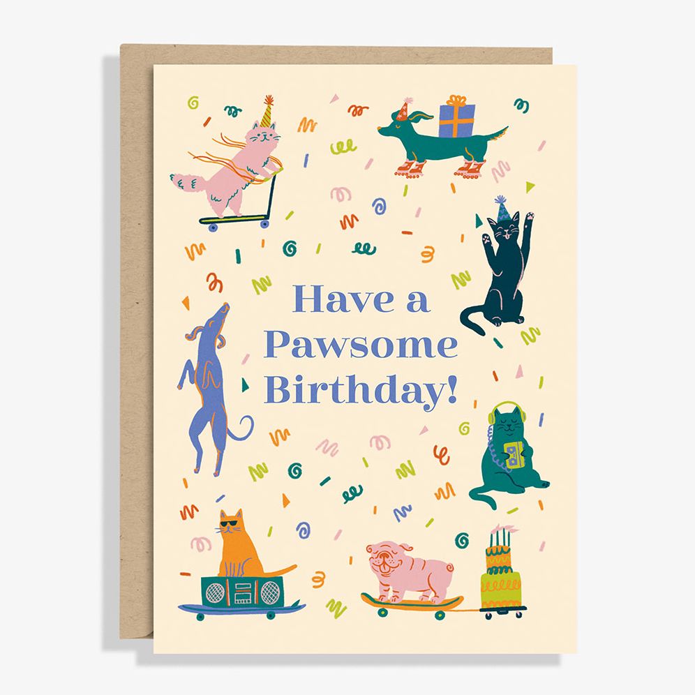 Pawesome Animals Birthday Card