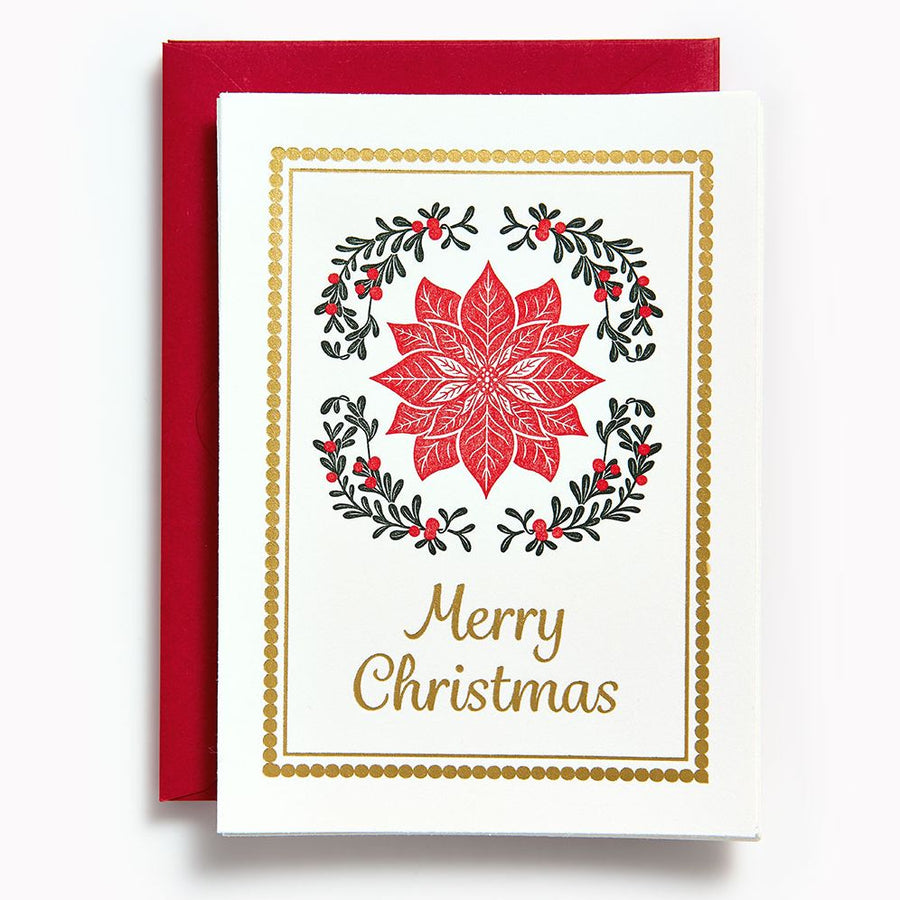 Christmas Poinsettia Letterpress Stationery Set