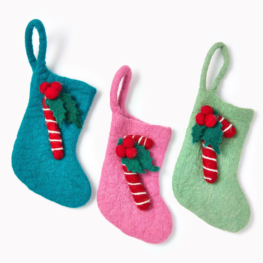 Mini Candy Cane Stockings Set of 3