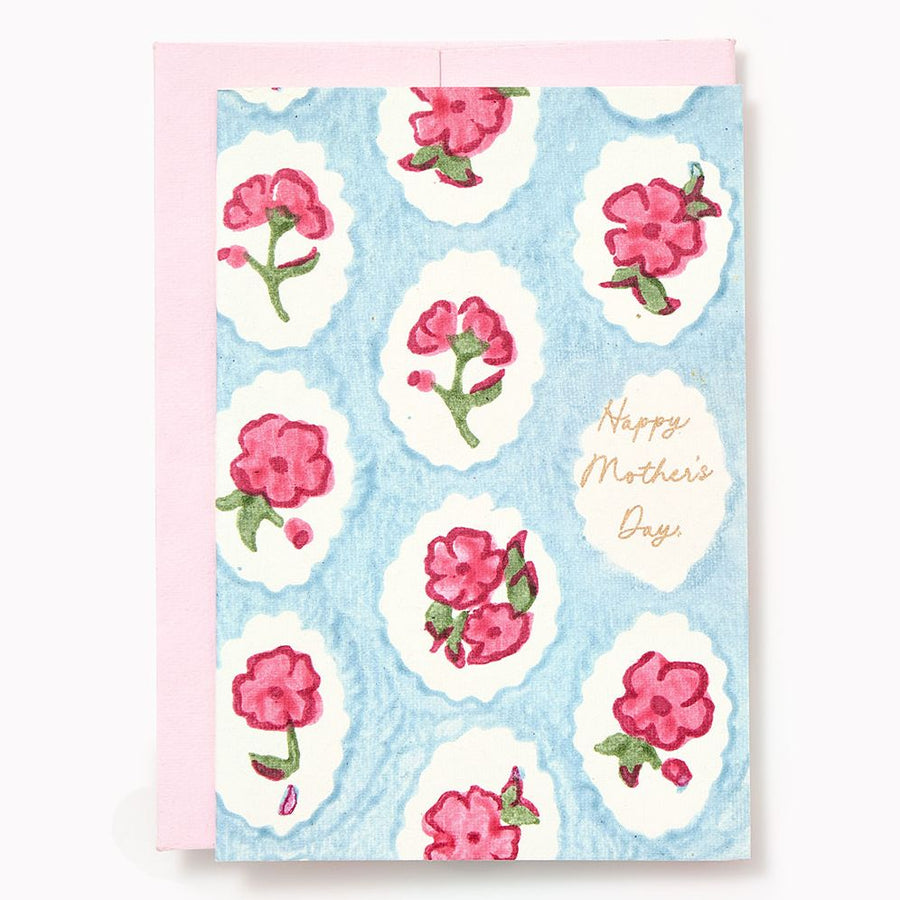 Pink Floral Scallop Tiles Mother's Day Card