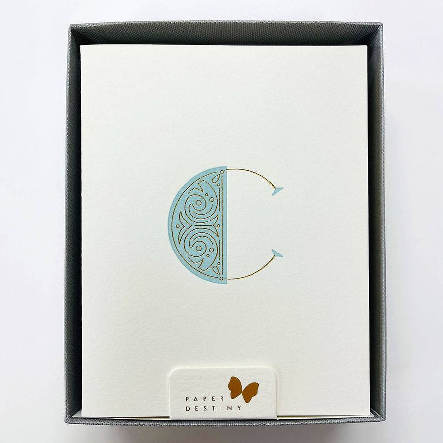 Monogram Letterpress C Stationery Set