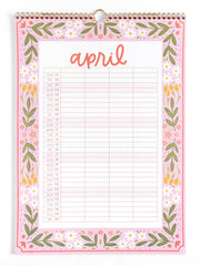 2027 Family Planning Floral Sprial Wall Calendar
