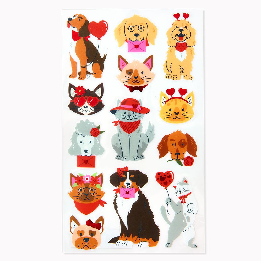 Valentine Cats & Dogs Sticker Sheet