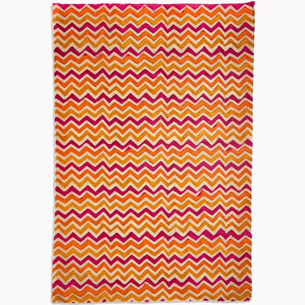 Orange and Magenta Batik Chevron Handmade Paper
