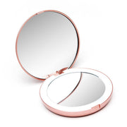 Rose Gold Compact Lighted Mirror
