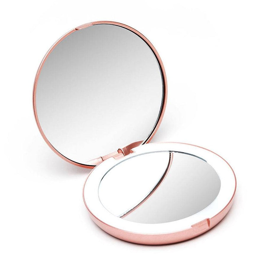 Rose Gold Compact Lighted Mirror