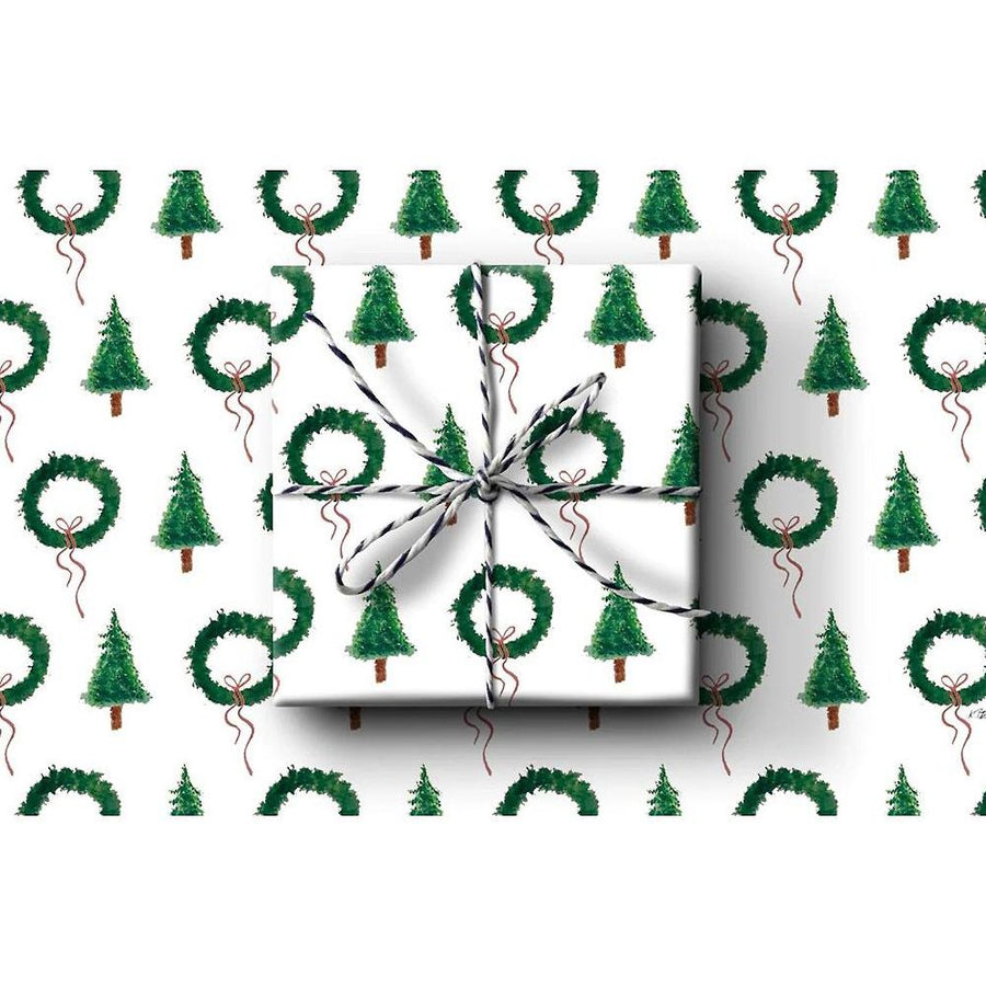 Tree & Wreath Holiday Flat Wrap