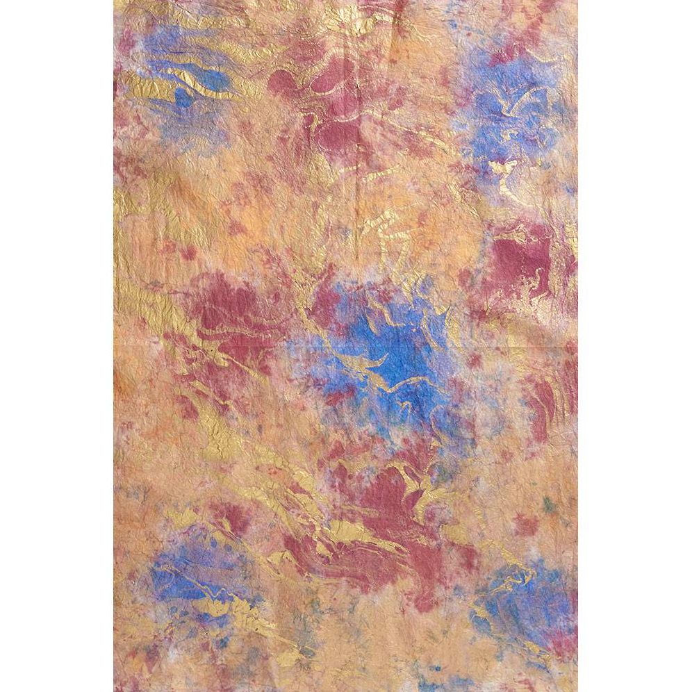 Blue/Purple/Gold Marbled Handmade Paper