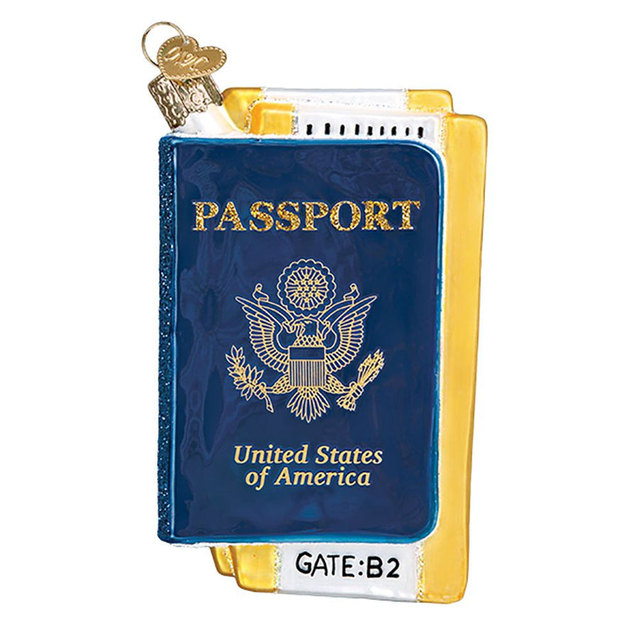 Passport & Ticket Glass Ornament