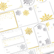 Silver/Gold Snowflakes Adhesive Labels