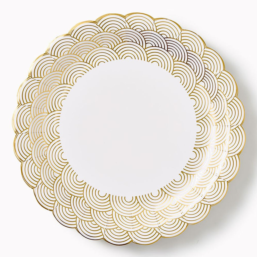 Gold Scalloped Large Plate Set of 10