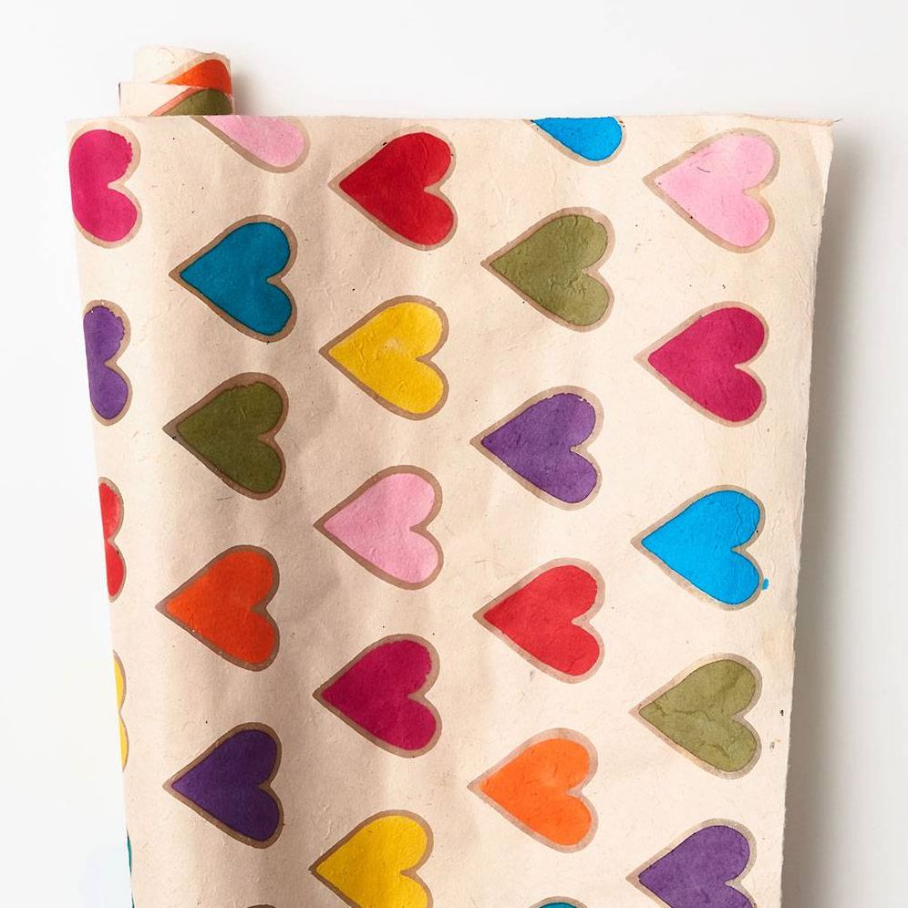 Batik Colorful Hearts on White Handmade Paper
