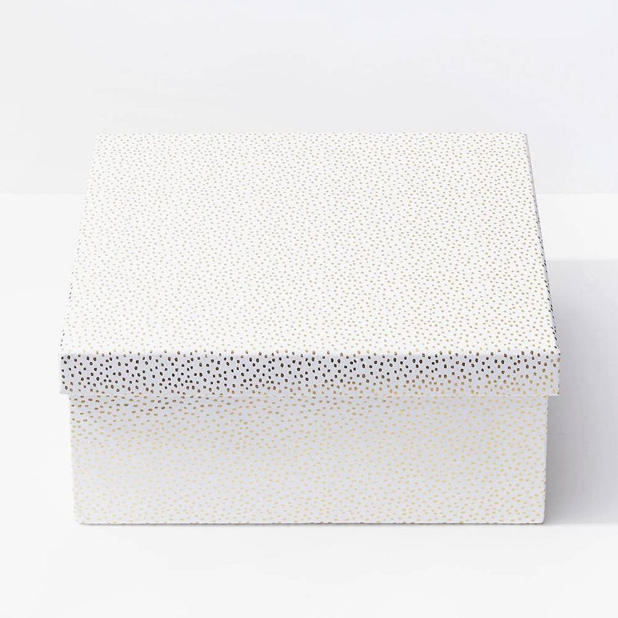 Gold Flurry Dots On White Robe Box
