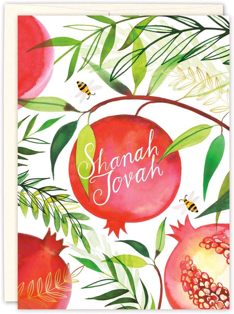 Hanging Pomegranate Rosh Hashanah Card