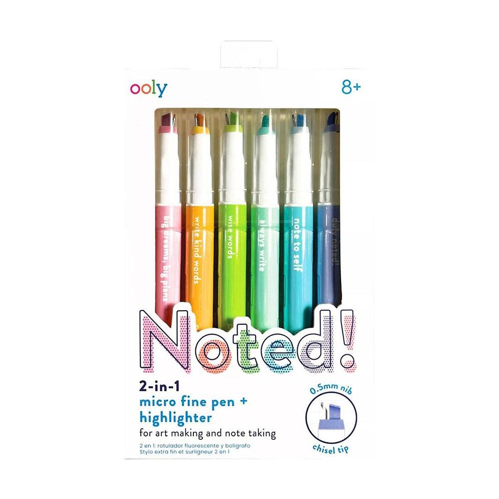 Noted! 2-in-1 Micro Fine Tip Pens & Highlighters - Set of 6