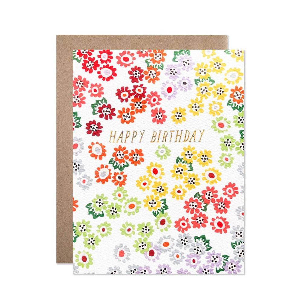 Tiny Rainbow Flowers Birthday Card