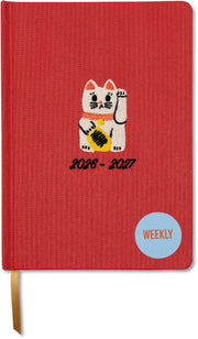 2026-2027 Embroidered Lucky Cat Weekly Desk Planner
