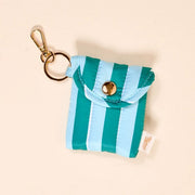 Puffy Earbud Case Teal Sicily Stripe
