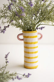 Yellow Stripe Ceramic Vase