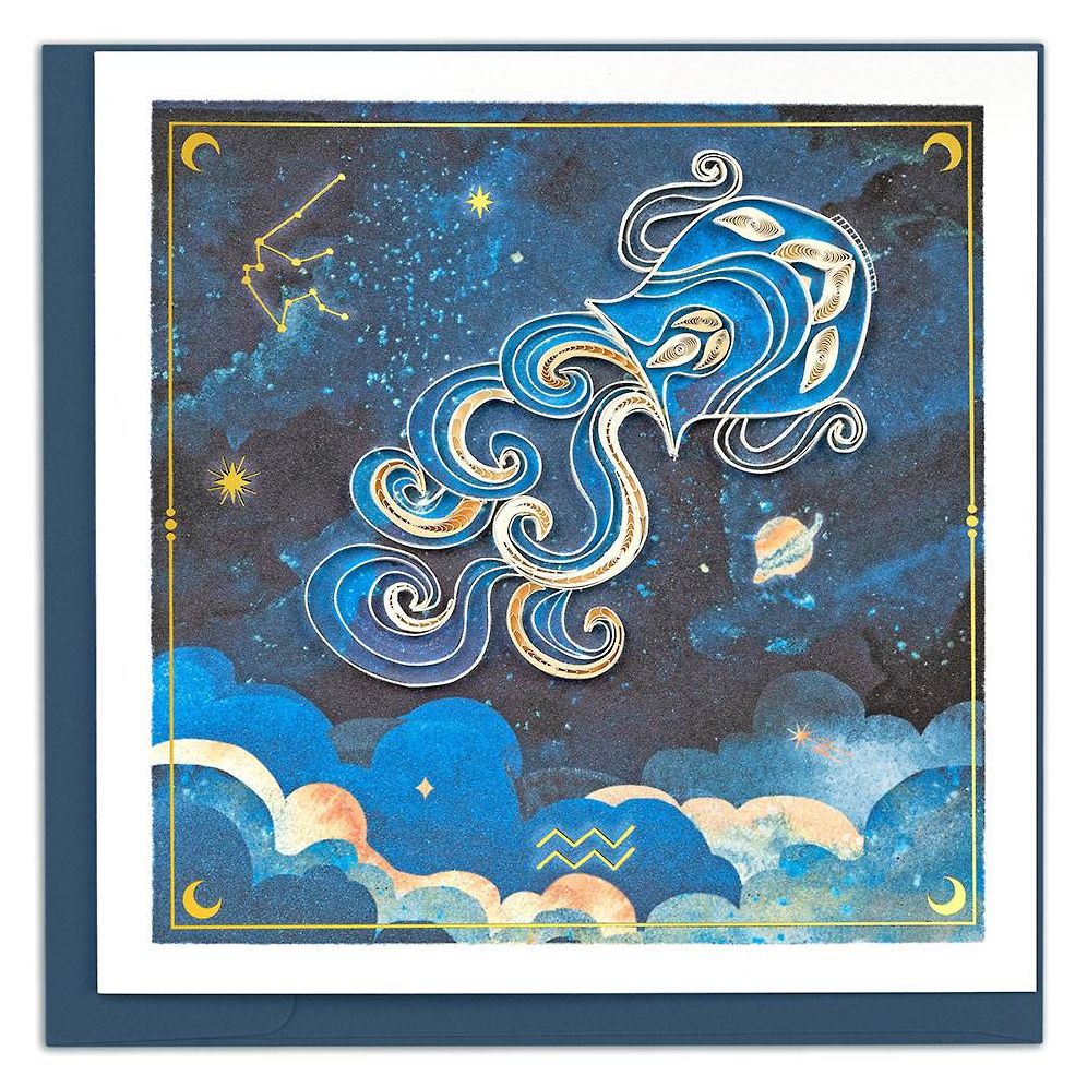 Quilled Zodiac Collection - Aquarius Greeting Card
