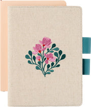 Paper Source A5 Embroidered Floral Bookcloth Journal Cover with Pen Loop Closure