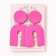 Arch Statement Earrings - Hot Pink