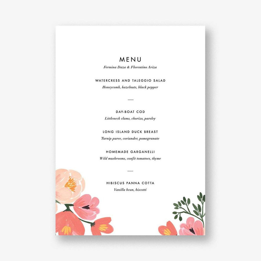 Pastel Petals Menu